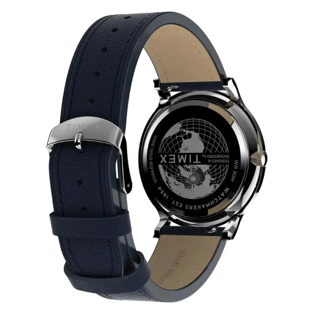 【TIMEX】天美時 Gallery 40毫米波紋錶盤 藝術腕錶 白x海軍藍 TXTW2W43800