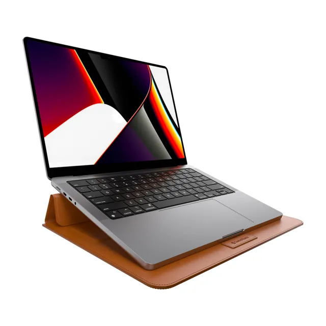 【SwitchEasy】MacBook Pro 14吋 皮革支架保護套＋防反光螢幕膜超值組