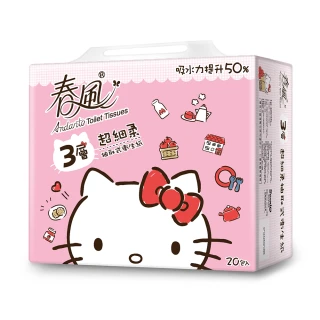 【春風】3層細柔抽取式衛生紙-凱蒂貓-90抽*20包*3串