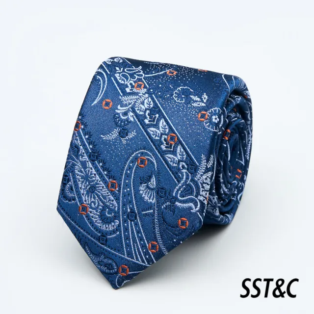 【SST&C 換季７５折】藏青幾何窄版領帶1912403006