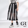 【GLORY21】品牌魅力款-etc.雙色縷空蕾絲拼接鬆緊腰寬褲(黑色)
