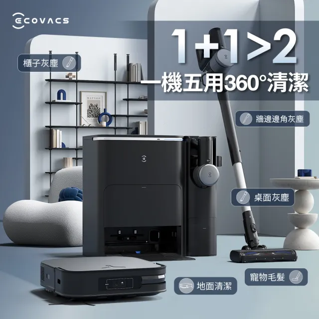 【ECOVACS 科沃斯】全新DEEBOT X2 COMBO全能一站式清潔掃拖機器人(雙機一體/雙向集塵/集塵熱洗烘/最薄旗艦)