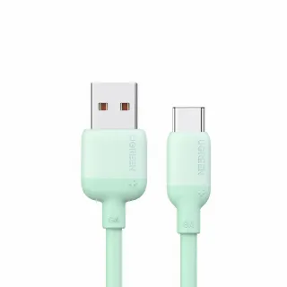 【綠聯】USB-A 2.0 to USB-C 充電線/傳輸線 彩虹快充版 薄荷綠1公尺