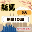 【星光卡  STAR SIM】新馬上網卡5天10GB高速流量(旅遊上網卡 新加坡 網卡 馬來西亞網路)