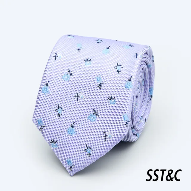 【SST&C 換季75折】紫色小花窄版領帶1912403005