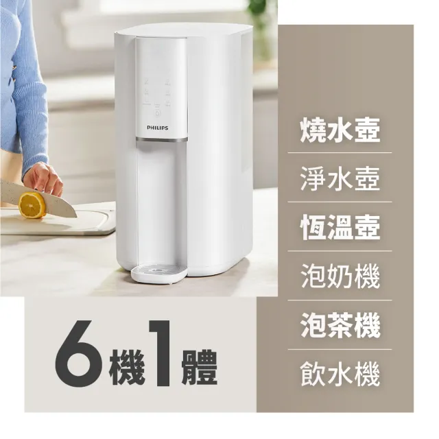 【Philips 飛利浦】新一代超長效過濾智能雙效UV-C滅菌/RO瞬熱濾淨飲水機ADD6901BK(+專用濾芯ADD541)