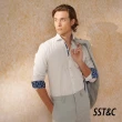 【SST&C 新品９折】舒適純棉 藍棕條紋修身版襯衫0312404010