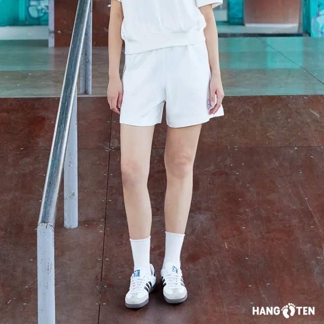 【Hang Ten】女裝-韓國同步款-RELAXED FIT鬆緊腰頭抽繩休閑短褲(多色選)