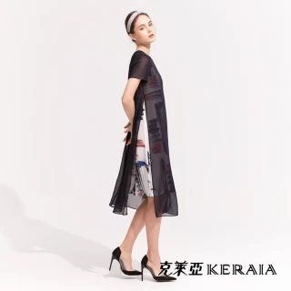 【KERAIA 克萊亞】古典潑墨風雙層雪紗洋裝