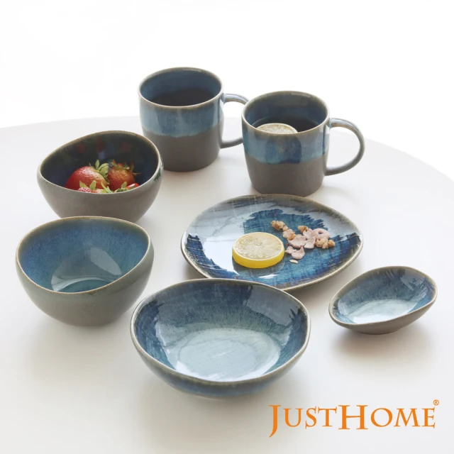 Just Home 日本製藍卉陶瓷餐具8件組-3種器型(盤 