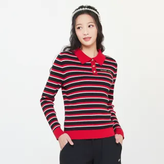 【SCOTTISH HOUSE】條紋POLO領 長袖針織-黑/紅 CHT11434