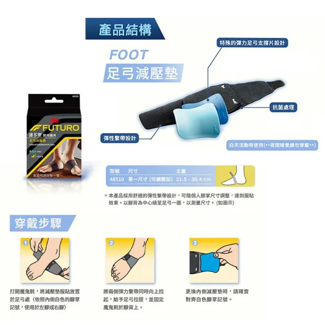 【3M】FUTURO 護多樂 醫用護具 足弓減壓墊(48510)