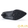 【ORIN】簡約氣質真皮素面尖頭中跟鞋(黑色)
