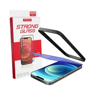 【AMICOO】iPhone 15/14/13/12/11/XR/Pro Max/Plus 霧面抗藍光 滿版玻璃保護貼(2入組-送貼膜神器)