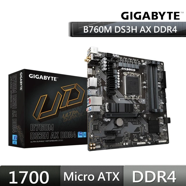 GIGABYTE 技嘉 B760M DS3H AX DDR4 主機板+技嘉 GP-P650B 650W 電源供應器(組合4-6)