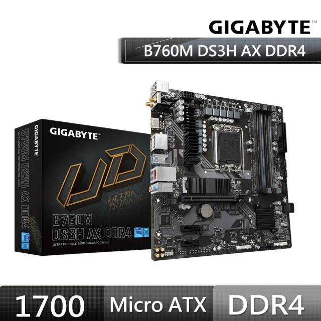 GIGABYTE 技嘉 B760M DS3H AX DDR4 主機板+技嘉 RTX4060 GAMING OC 8G 顯示卡(組合4-3)
