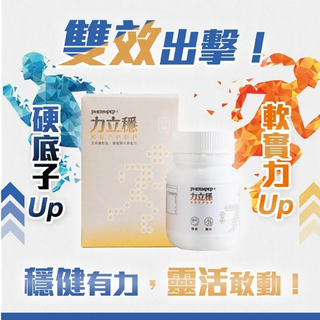 【中化健康生技】力立穩120錠｜靈活穩健×一錠雙效(獨家專利克弗爾胜肽+蛋殼膜膠原蛋白/歐美台認證/蛋奶素)