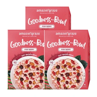 【Amazin graze】沖泡式堅果穀物燕麥片40g/6包x3盒(粉紅莓果口味)
