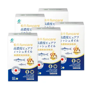 【funcare 船井生醫】97% Omega-3 日本進口rTG高濃度純淨魚油5入組-60顆/盒