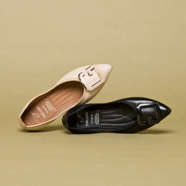 【FAIR LADY】我的旅行日記 法式質感G飾釦羊皮平底鞋(典雅杏、502761)