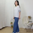 【Hana Mokuba】花木馬日系女裝寬鬆針梭織拼接蕾絲花邊五分袖氣質T恤(T恤)