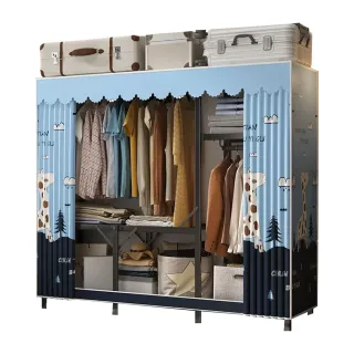 【好脈】一體折疊簡易安裝布衣櫃(加粗加固全鋼架收納掛衣櫃 衣櫥 170公分)