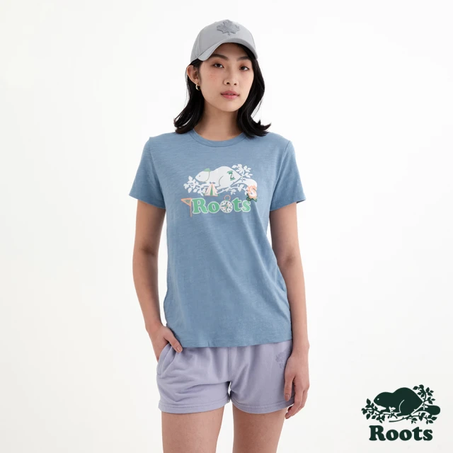 【Roots】Roots 女裝- COOPER BEAVER CAMP短袖T恤(藍色)
