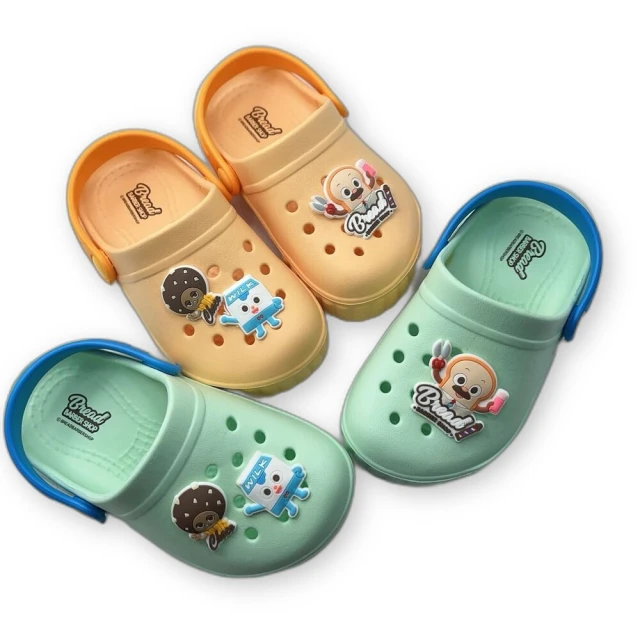 【樂樂童鞋】台灣製可愛卡通洞洞鞋-兩色可選(天才麵包理髮師 嬰幼童)