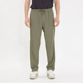 【Hang Ten】男裝-恆溫多功能-TAPERED FIT冰絲涼感吸濕快乾側邊壓條錐形長褲(橄欖綠)