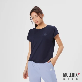 【Mollifix 瑪莉菲絲】涼感後背鏤空短袖上衣、瑜珈上衣、瑜珈服(3色任選)