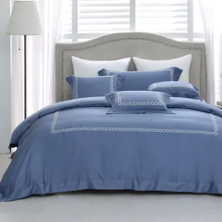 【HongYew 鴻宇】300織天絲棉 純色刺繡 兩用被套床包組-多款任選(雙人特大)