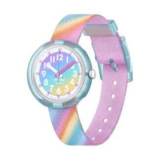 【Flik Flak】兒童手錶 流動彩虹 LIQUID RAINBOW 瑞士錶 兒童錶 手錶 編織錶帶(31.85mm)