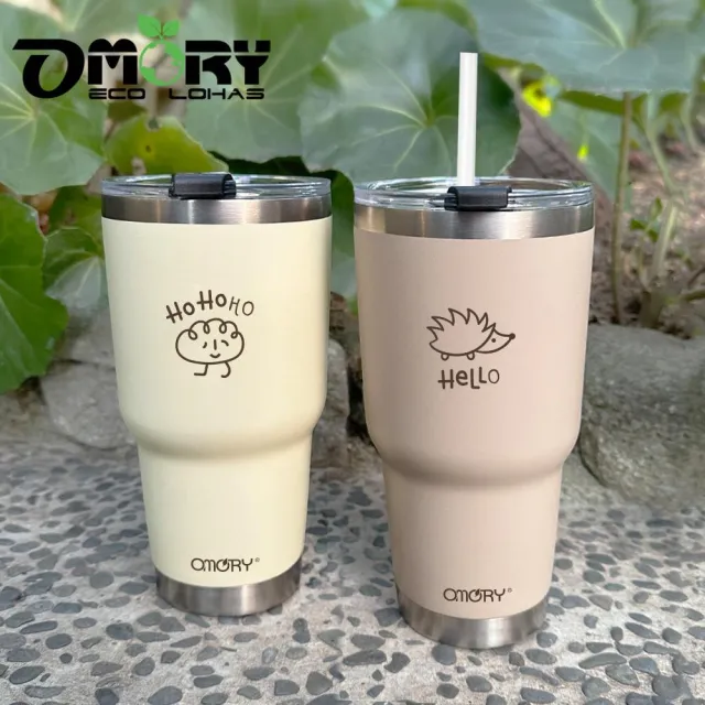 【台隆手創館】OMORY 哈囉原創不鏽鋼冰壩杯900mL(冰霸杯 保冰杯 隨行杯)