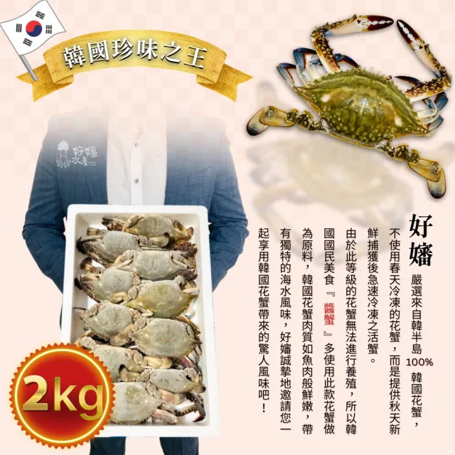 【好嬸水產】大韓民國-奢華生凍花蟹禮盒 L號2公斤裝