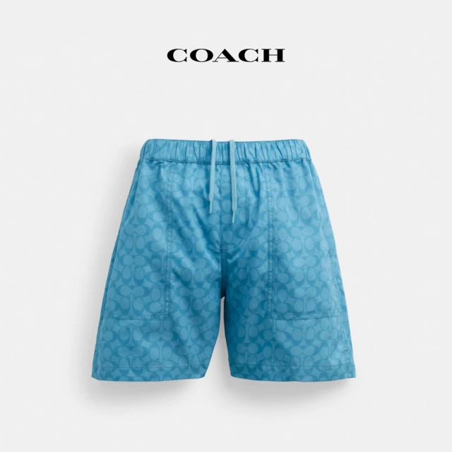COACH 官方直營經典Logo印花泳褲-淺藍色(CI511