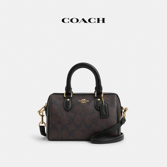 COACH 官方直營經典Logo迷你ROWAN斜背手袋-IM/棕色/黑色(CS183)