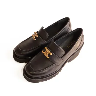 【KOKKO 集團】超輕量經典柔軟羊皮厚底樂福鞋(黑色)