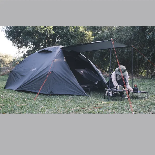 【NUIT 努特】黑曜日 鋁合金前庭雙人帳 銀膠 210x180xH120cm 2人帳蓬 輕量帳 單人機車露營 野營(NTG111)