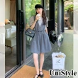 【UniStyle】2件套裝碎膽袖上衣格紋連身褲 韓系高腰顯瘦小個子 女 ZM235-316(圖片色)
