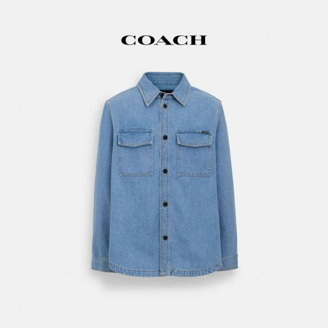 COACH 官方直營丹寧襯衫外套-淺靛藍色(CM799)
