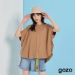 【gozo】圓弧造型小織標連袖T恤(兩色)