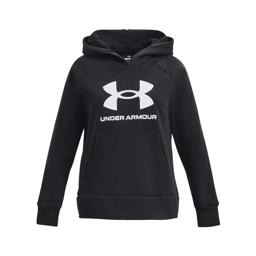 【UNDER ARMOUR】UA 女童 Rival Fleece Big Logo帽T_1379615-001(黑)