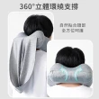 【Tourix】快速按壓充氣連帽頸枕 可收納隱藏遮光帽 涼感親膚面料 旅遊護頸U型枕 出國旅行飛機