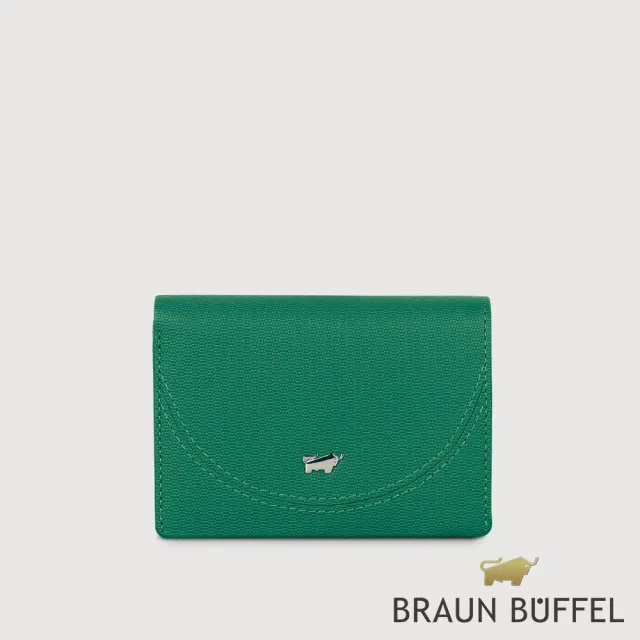 【BRAUN BUFFEL 德國小金牛】台灣總代理 欣娜-A 名片夾-常綠色(BF842-141-EG)