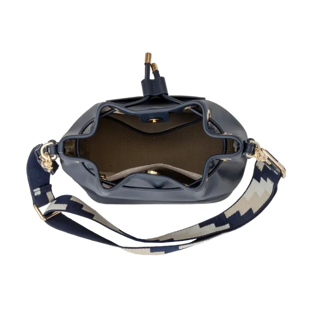 【Premium Authentic】PA．Una真皮抽繩兩用水桶包-海軍藍(PA 真皮 水桶包 斜背包 側背包)