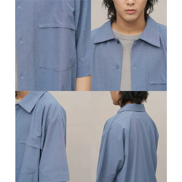 【plain-me】吸濕排汗六分袖寬鬆襯衫 PLN3306-241(男款/女款 共4色 襯衫 機能 短袖上衣)