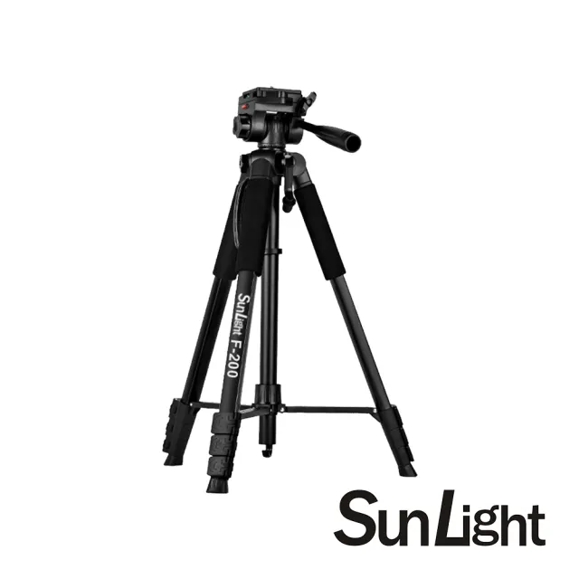 【SunLight】F-200 阻尼雲台三腳架(附手機夾/快拆板QT-53)