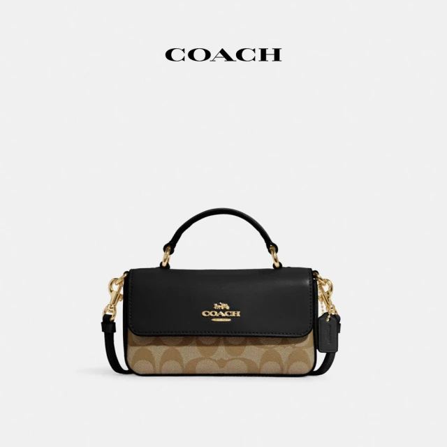 COACHCOACH 官方直營JOSIE撞色經典Logo斜背手袋-卡其色黑色混合色(CC340)