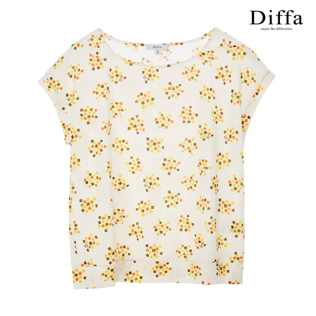 【Diffa】典雅幾何印花連袖針織衫-女