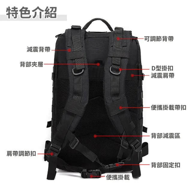 【Plenty 精選良品】50L防潑水戰術後背包(防水包 軍風迷彩 戰術背包 後背包 大容量)